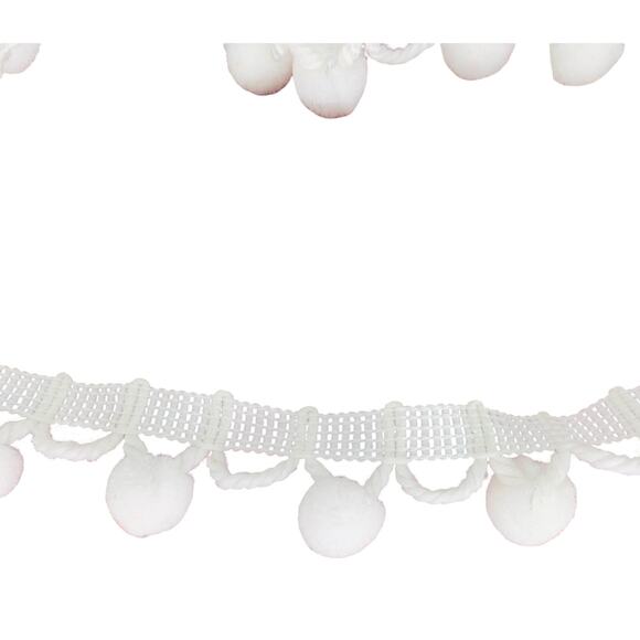 Pom Pom Fringe Trim White 1/2 Inch Scalloped 1 Yard Finish New Edging Crafting - Picture 2 of 5